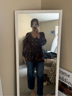 Women's Dark Brown Boho Peasant Blouse - Free People
